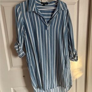 Velvet Heart Blue and White Striped Shirt